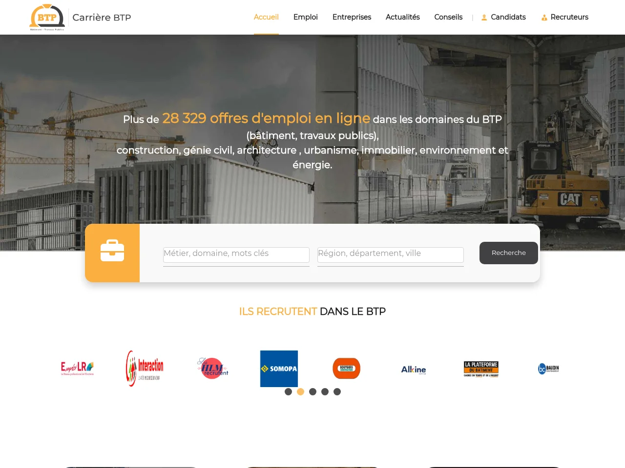 Carrière BTP screenshot Carrière BTP website screenshot