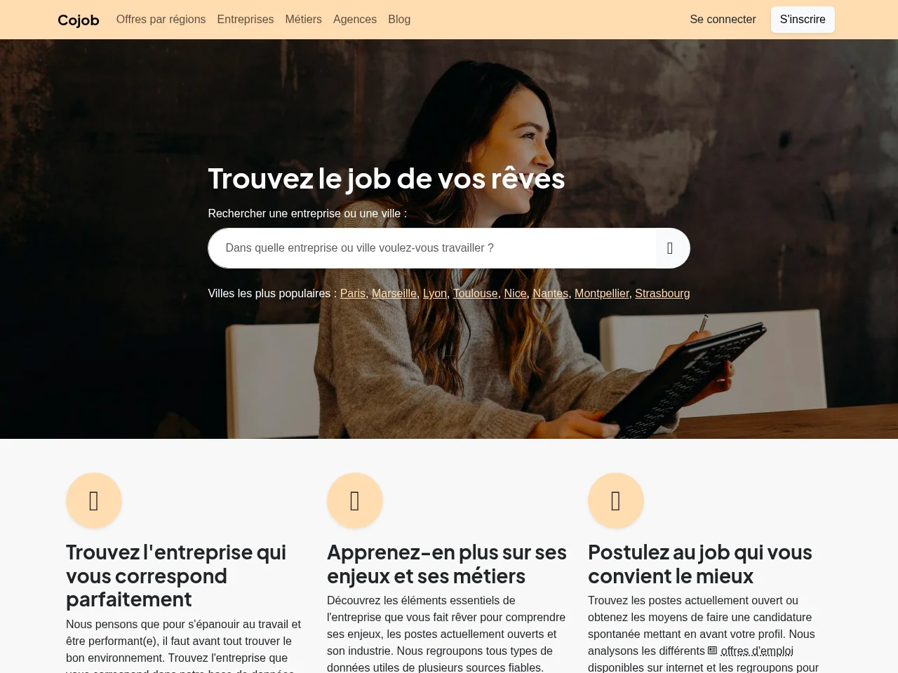 Cojob website screenshot