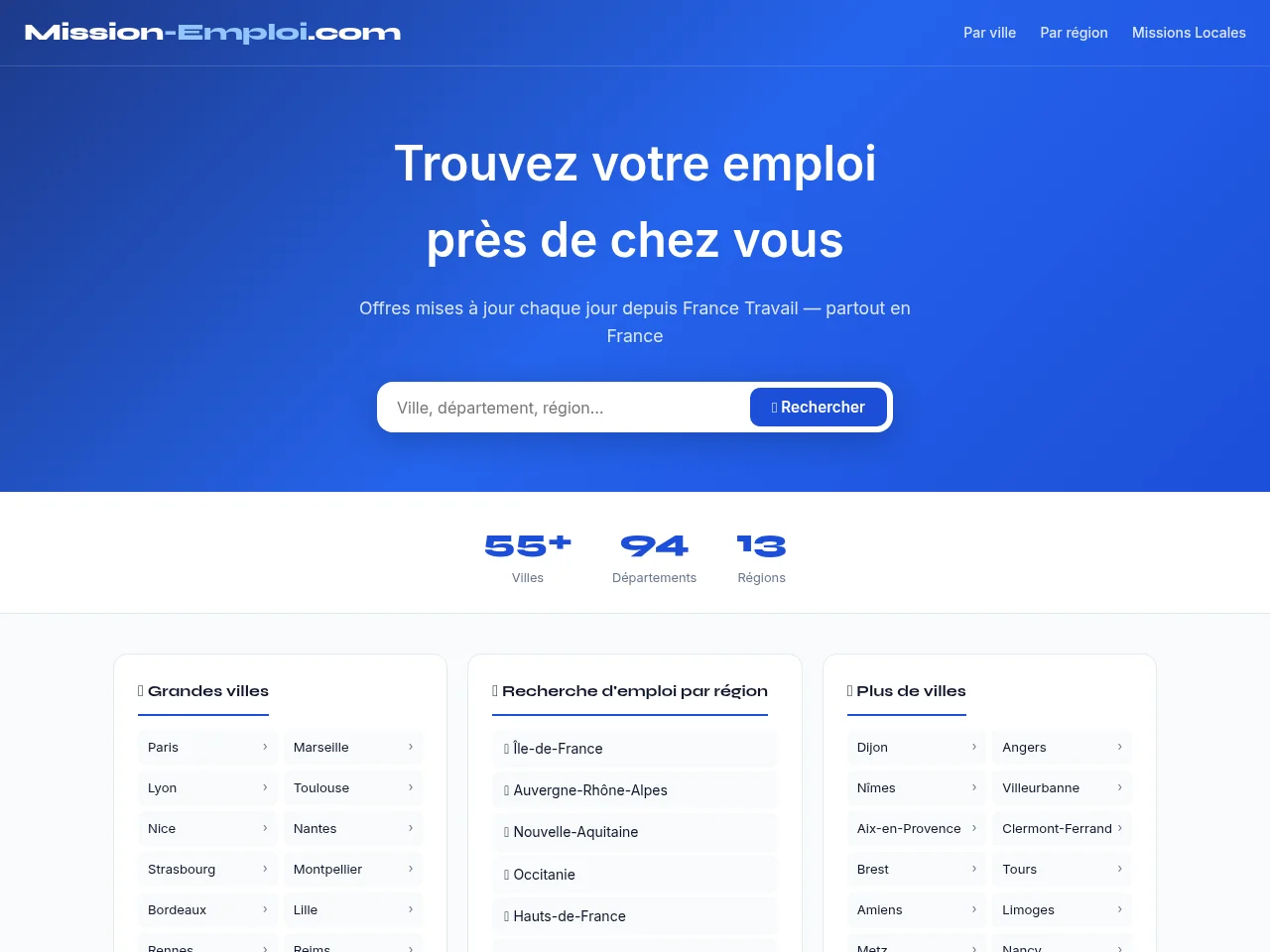 Mission-Emploi website screenshot