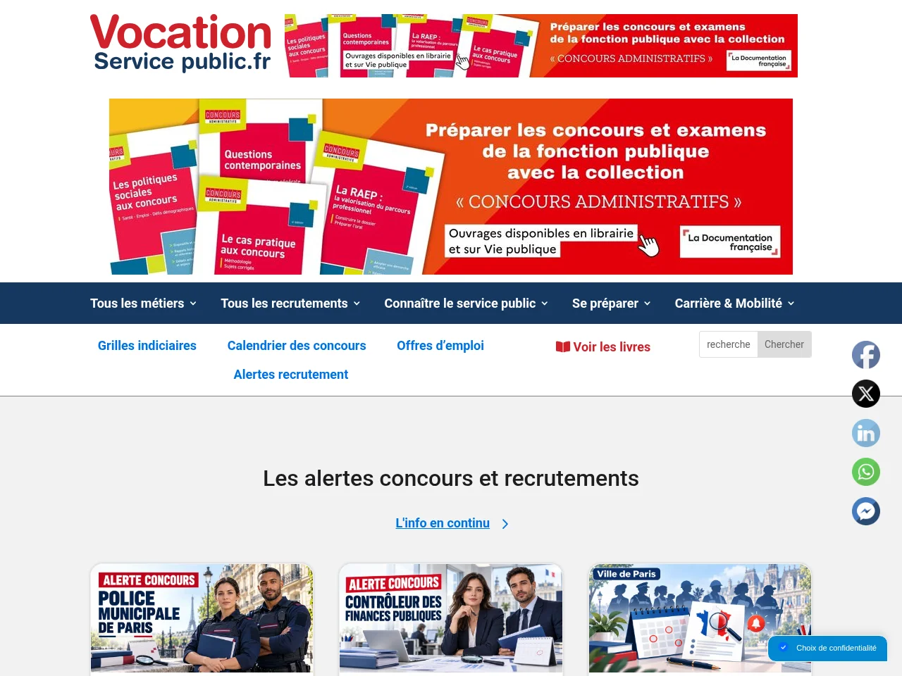 Vocation Service Public website screenshot