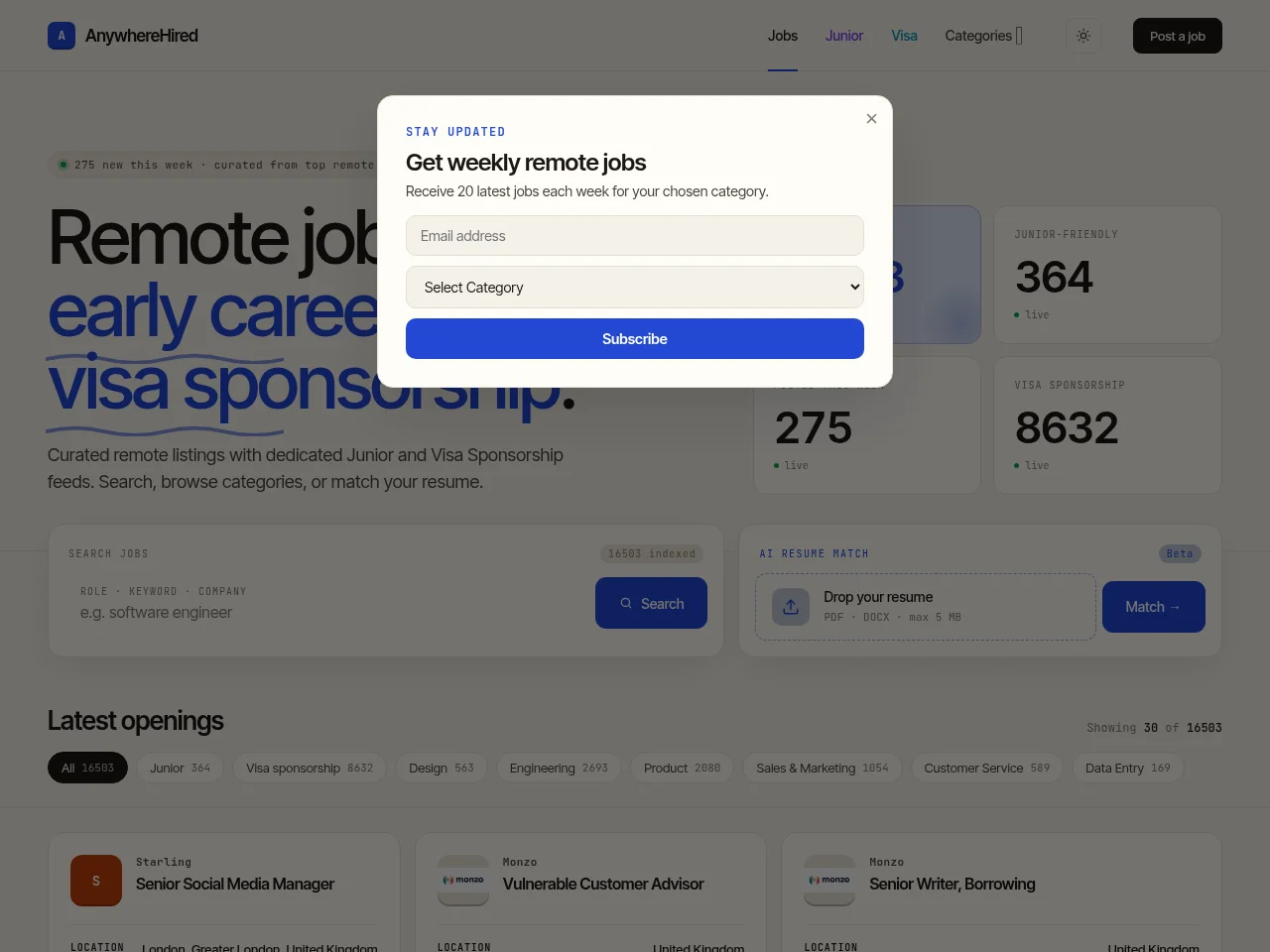 AnywhereHired screenshot AnywhereHired website screenshot