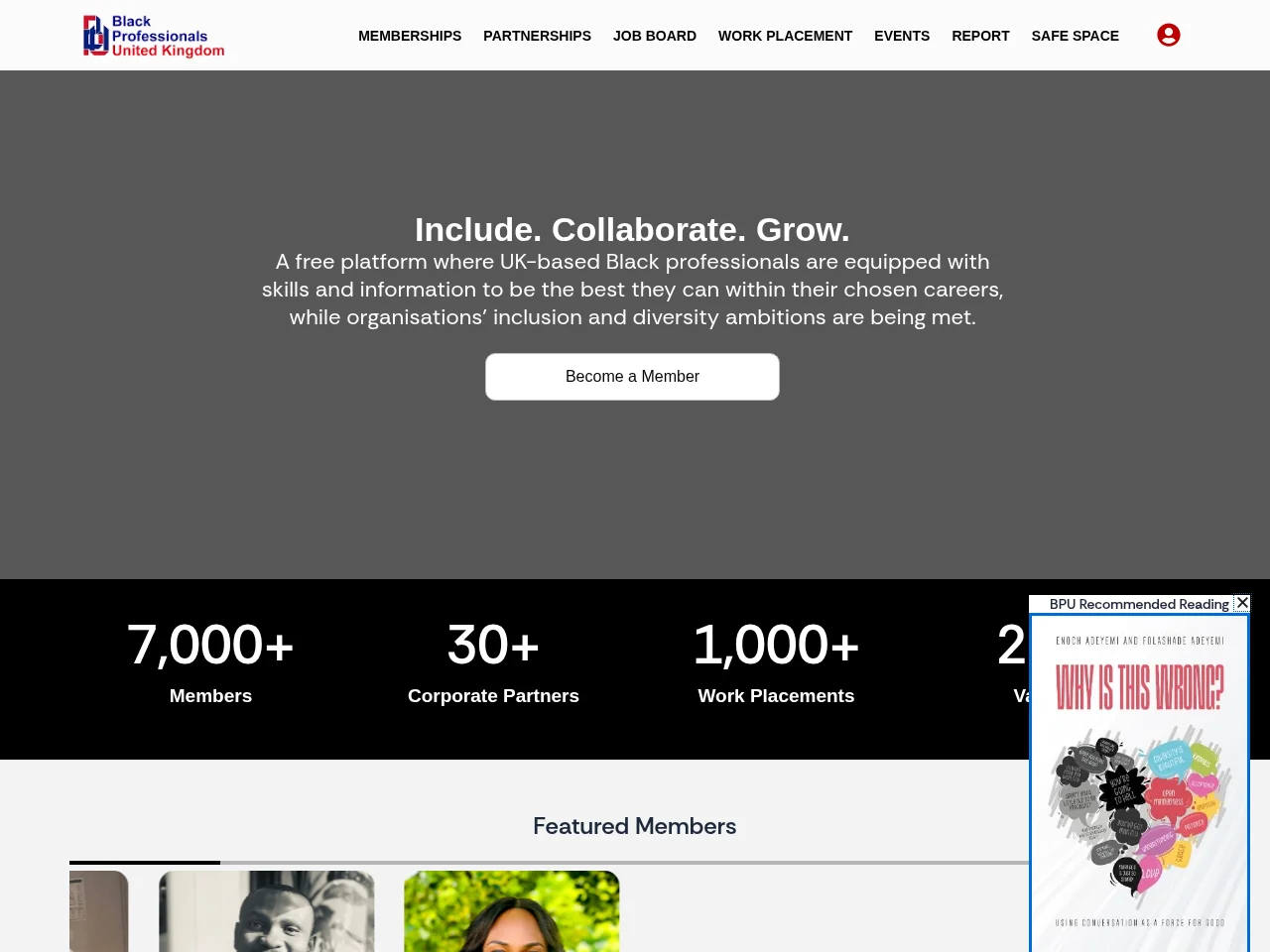 Black Professionals UK screenshot Black Professionals UK website screenshot