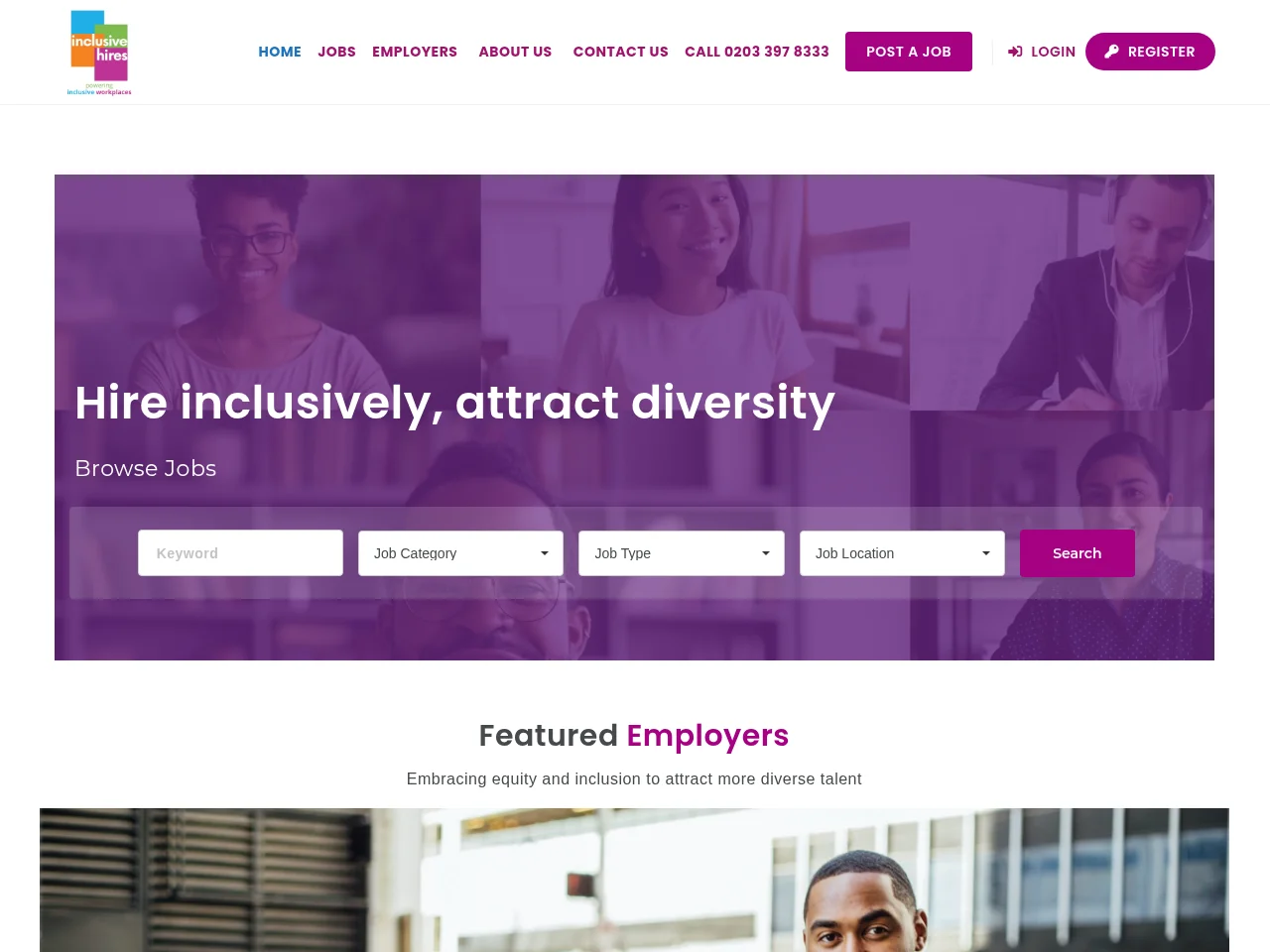 Inclusive Hires screenshot Inclusive Hires website screenshot