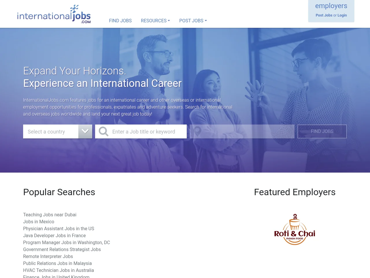 InternationalJobs website screenshot
