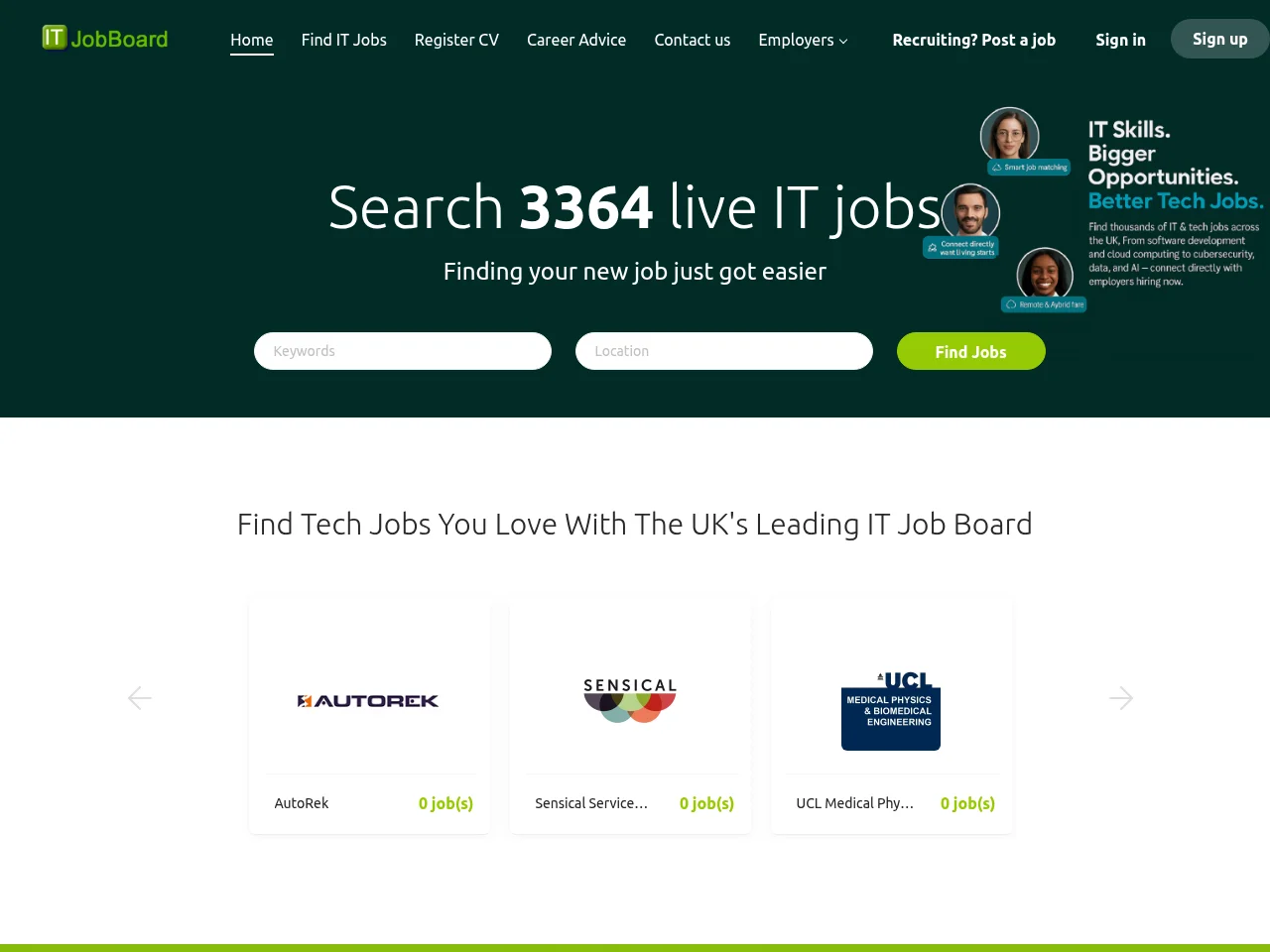 IT Job Board website screenshot