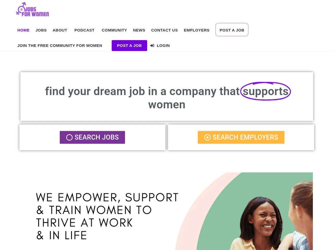 Jobs for Women website screenshot
