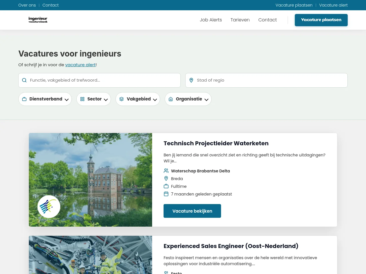 Ingenieur Vacaturebank website screenshot