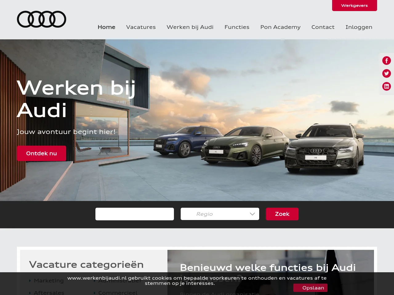 Werken bij Audi screenshot Werken bij Audi website screenshot