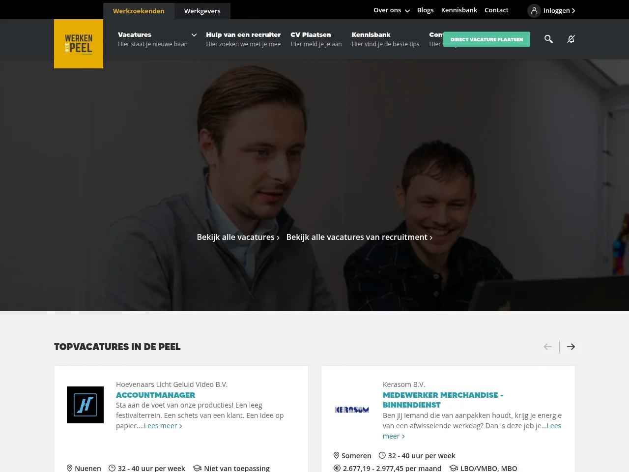 Werken in de Peel screenshot Werken in de Peel website screenshot