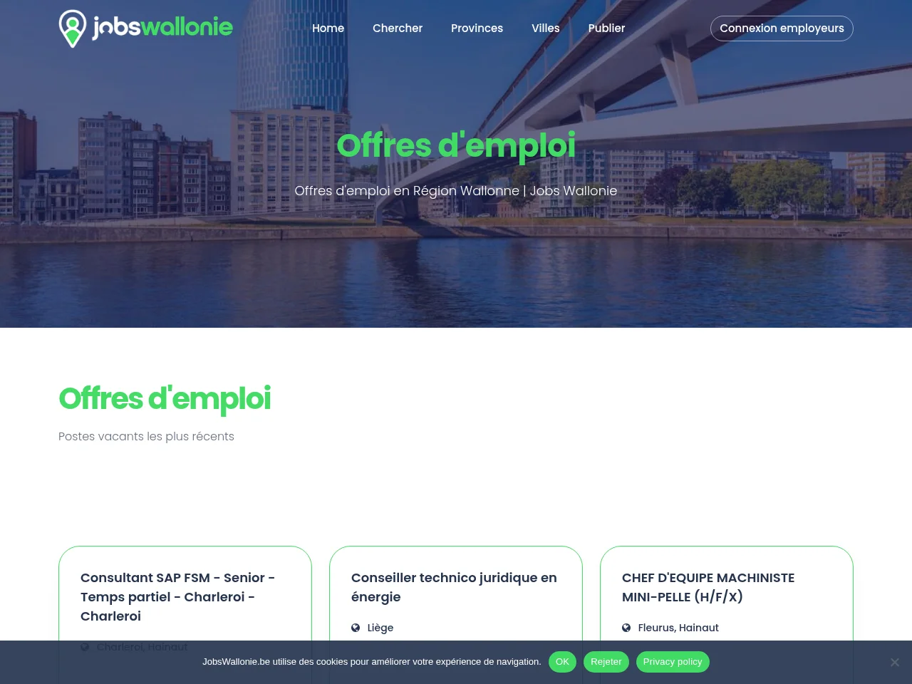 Jobs Wallonie website screenshot