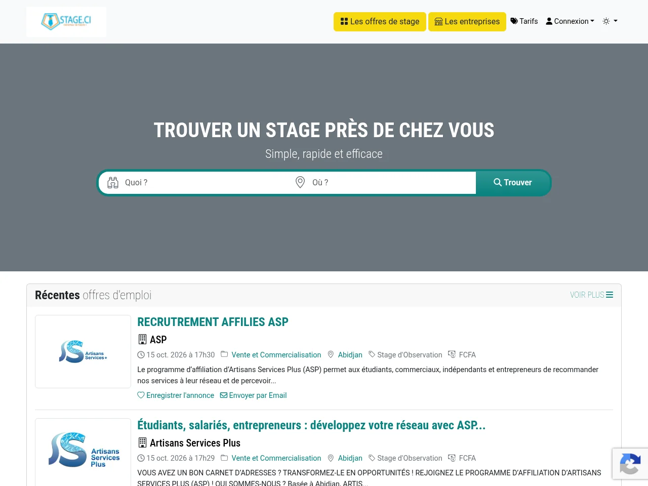 Stage website screenshot