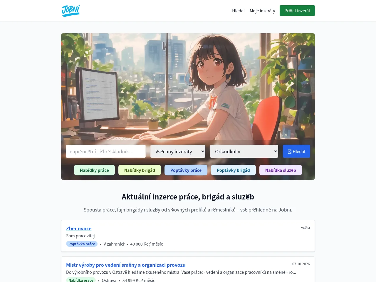 Jobni website screenshot