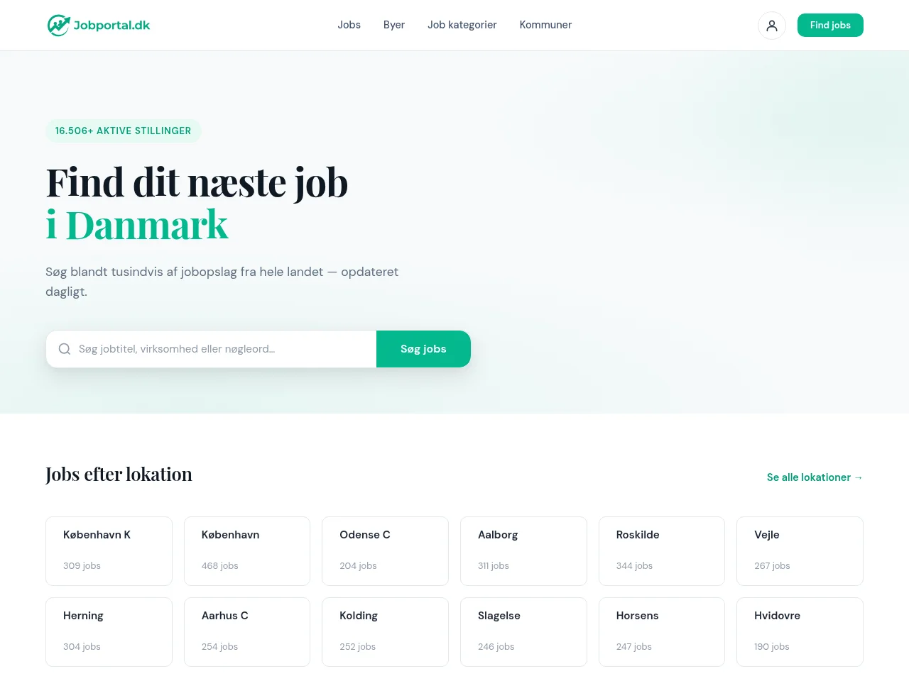 Jobportal website screenshot
