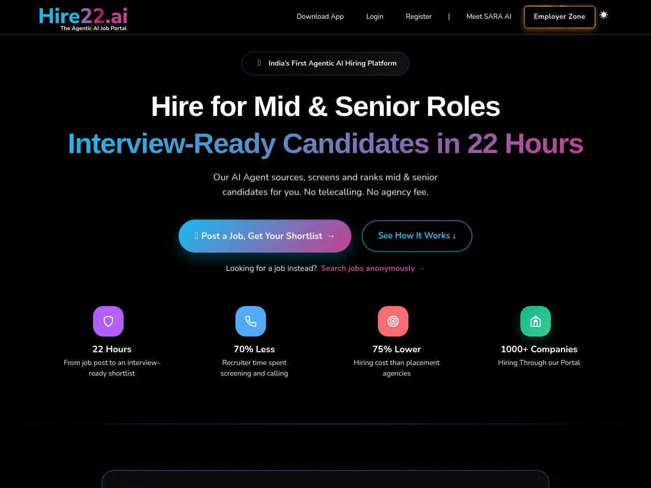 Hire22 website screenshot
