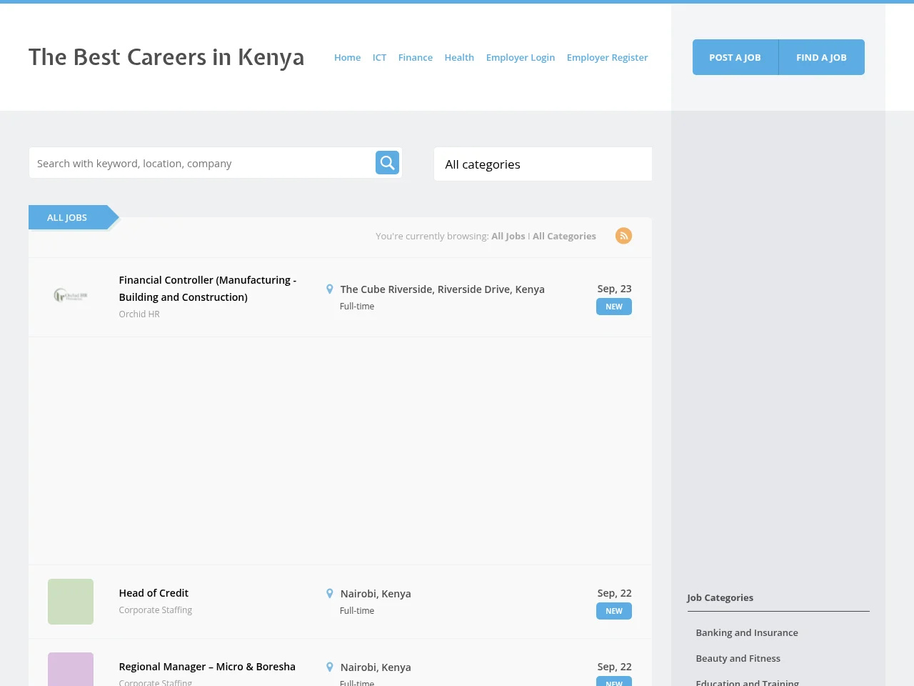 Jobs in Kenya screenshot Jobs in Kenya website screenshot