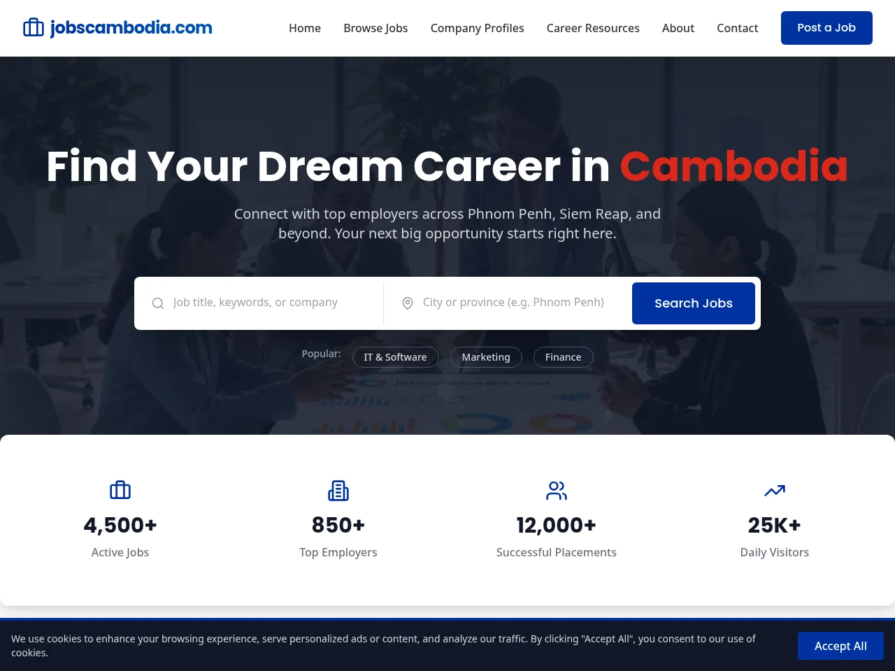 jobscambodia website screenshot