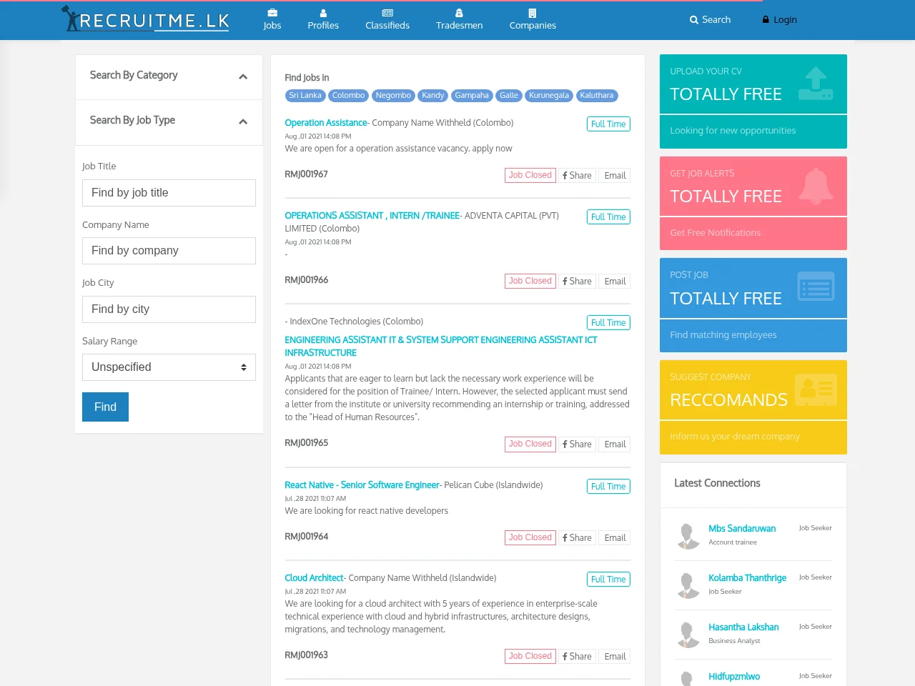 Recruitme website screenshot