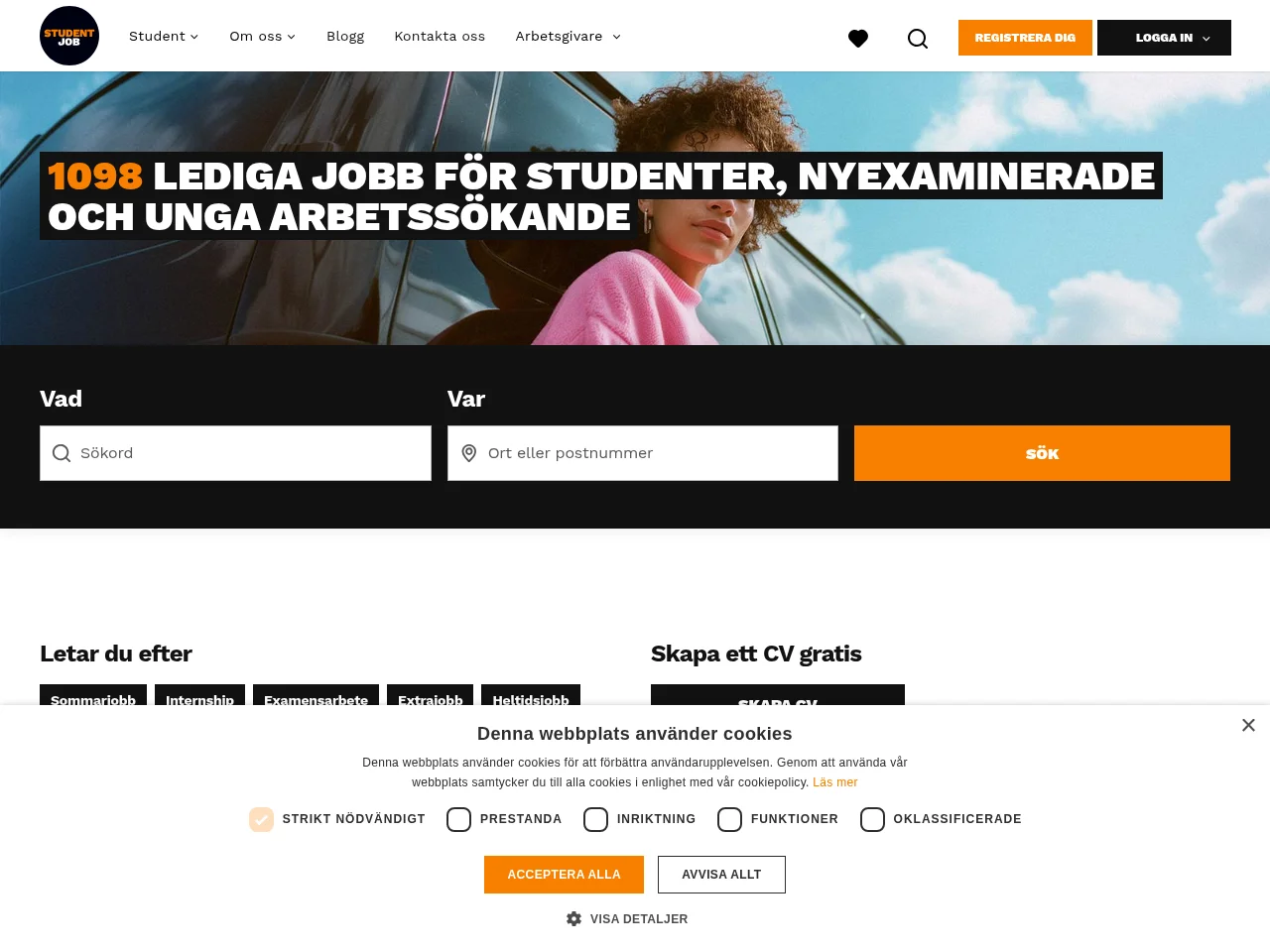 StudentJob SE website screenshot