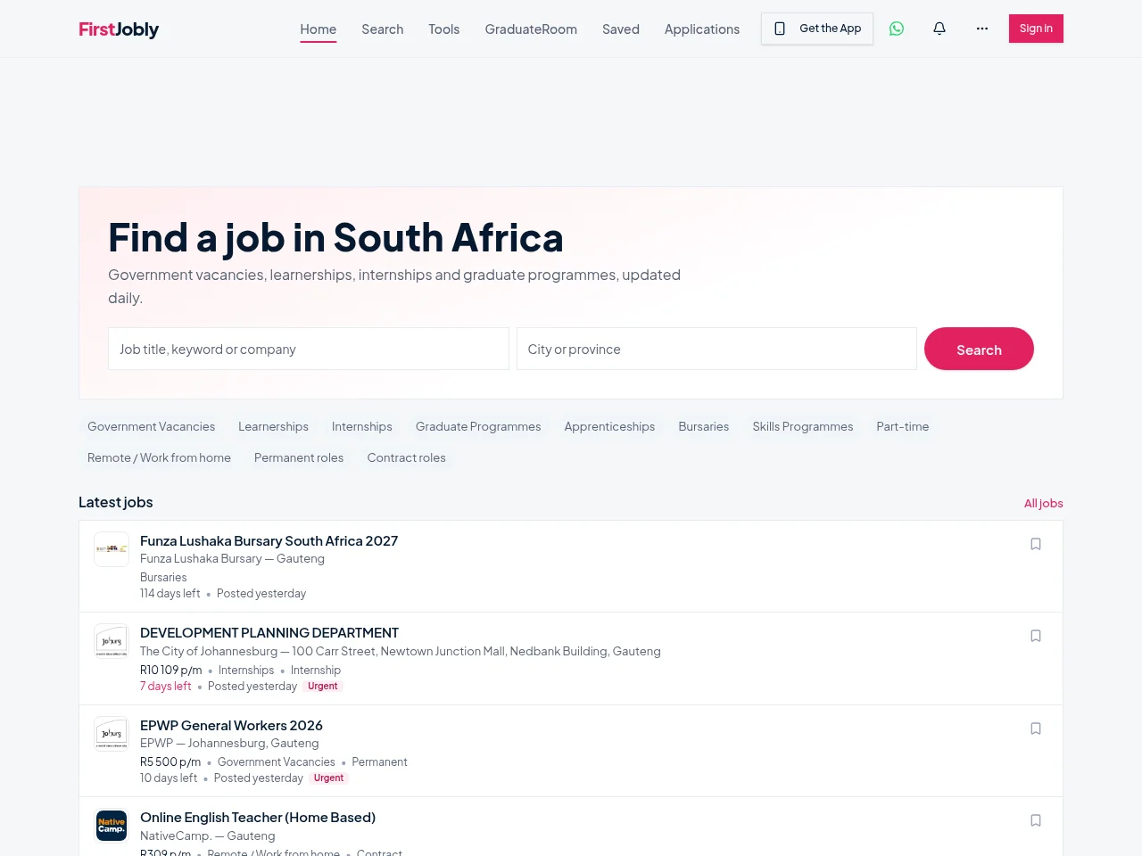 FirstJobly screenshot FirstJobly website screenshot