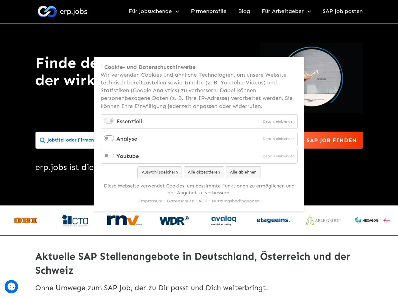 erp website screenshot