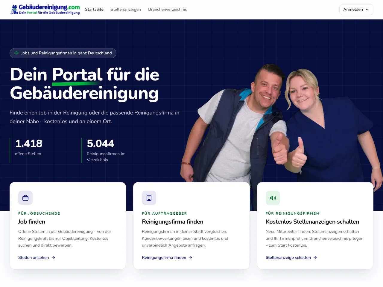 Gebäudereinigung website screenshot