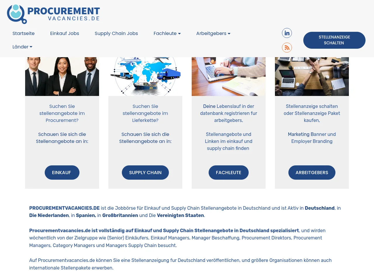 Procurementvacancies website screenshot