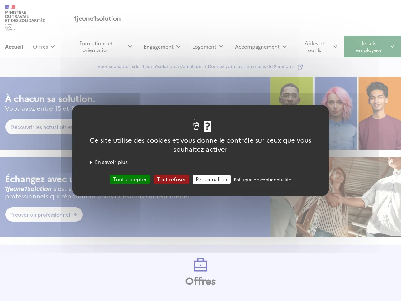 1jeune1solution screenshot 1jeune1solution website screenshot