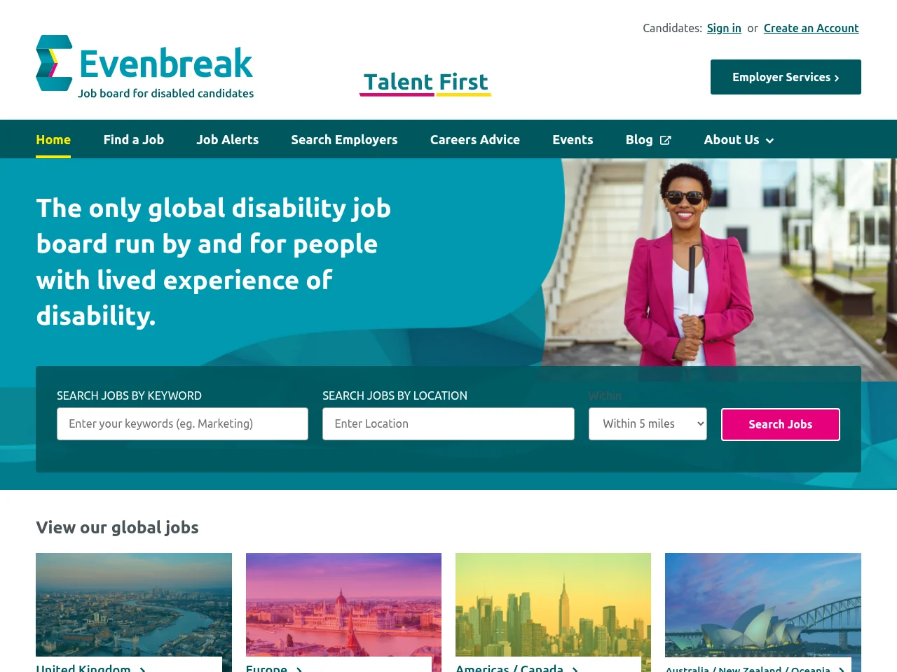 Evenbreak website screenshot