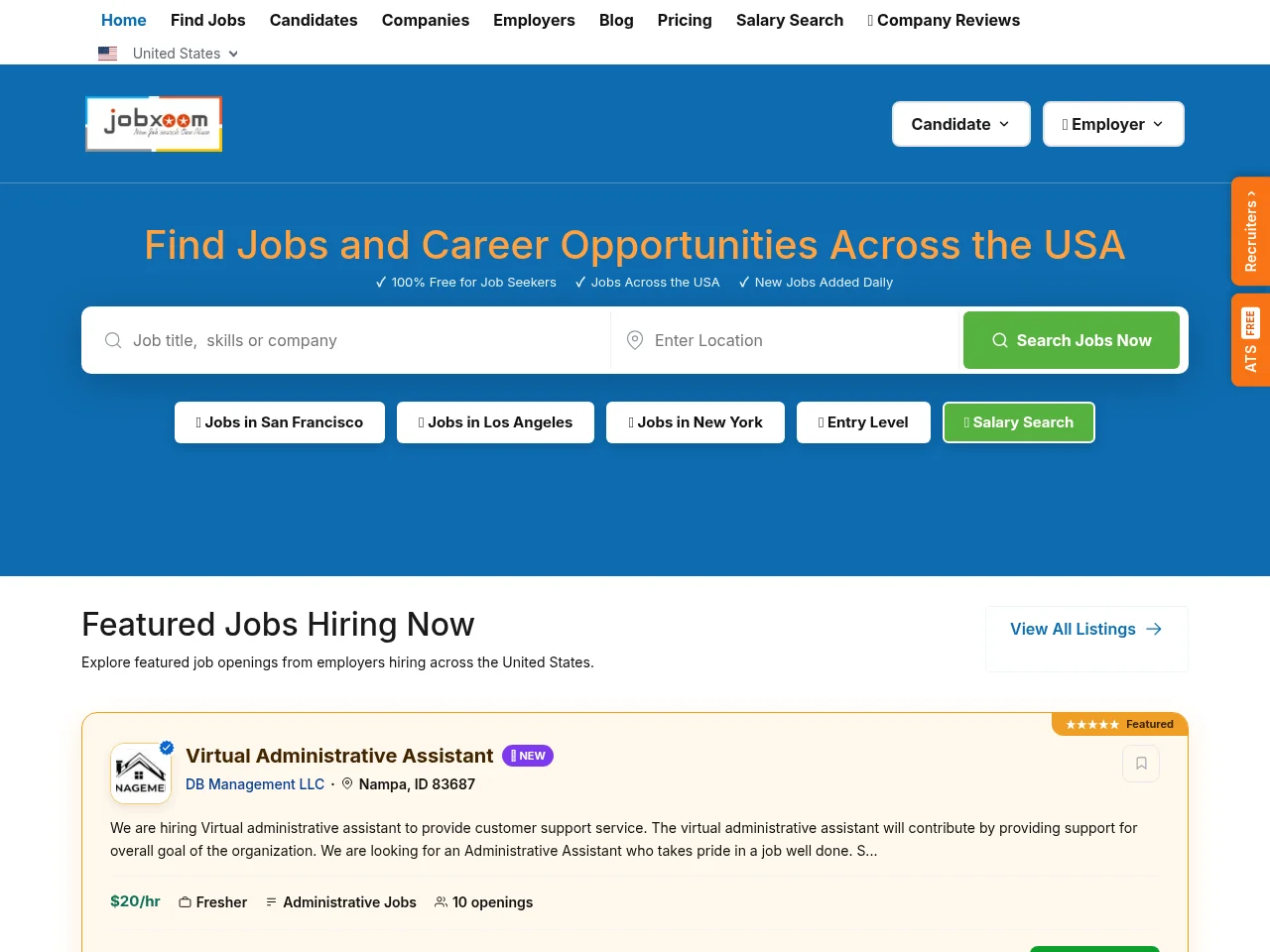 Jobxoom website screenshot