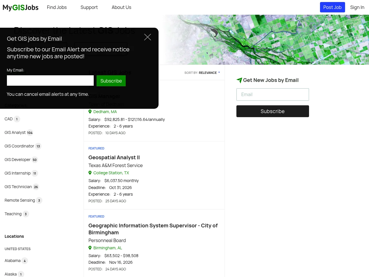 My GIS Jobs website screenshot