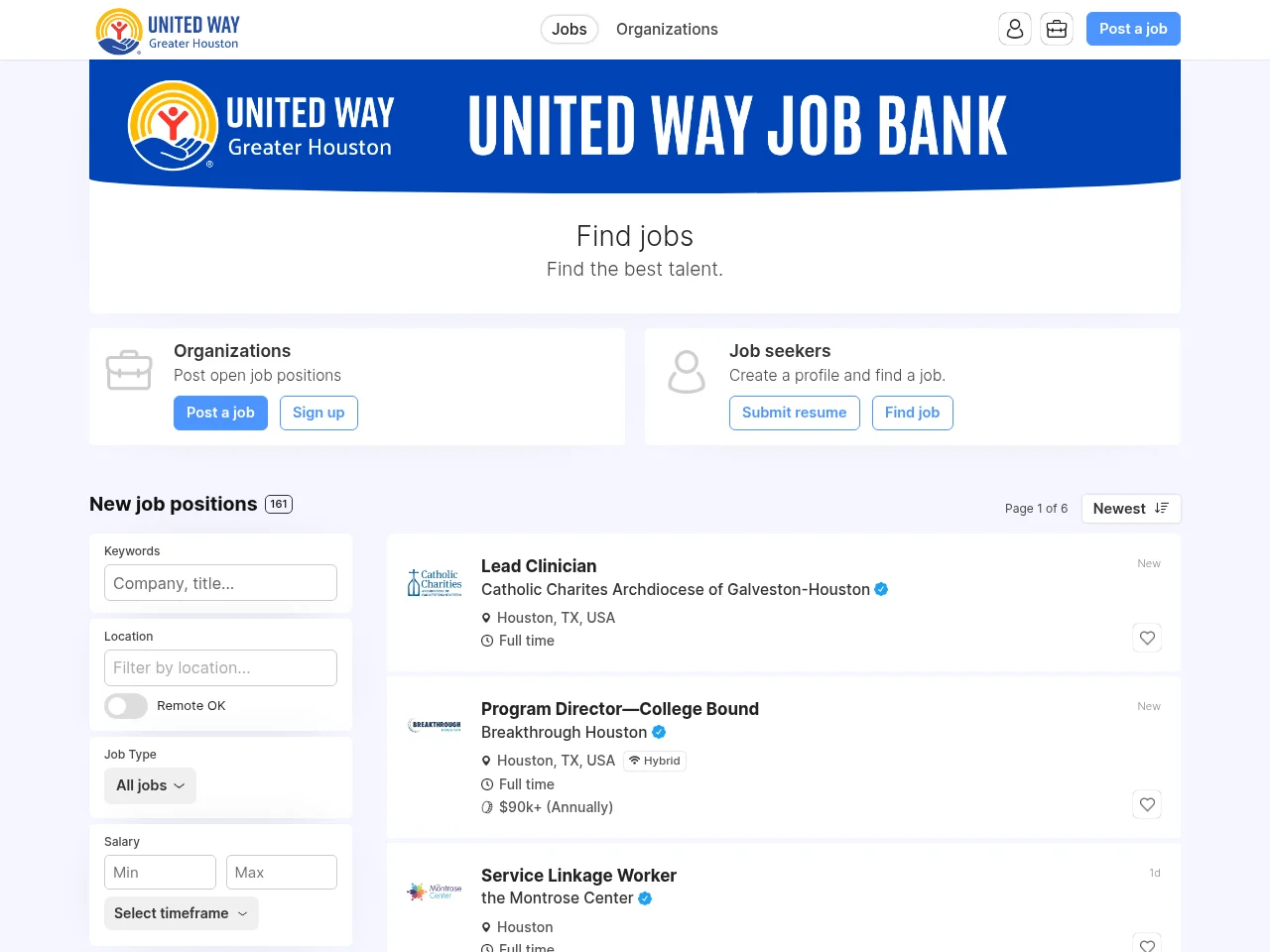United Way Job Bank screenshot United Way Job Bank website screenshot