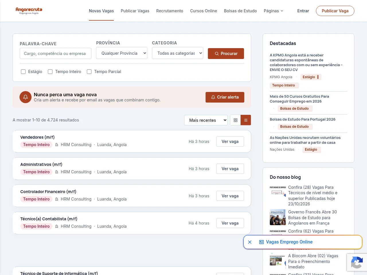 AngoRecruta screenshot AngoRecruta website screenshot