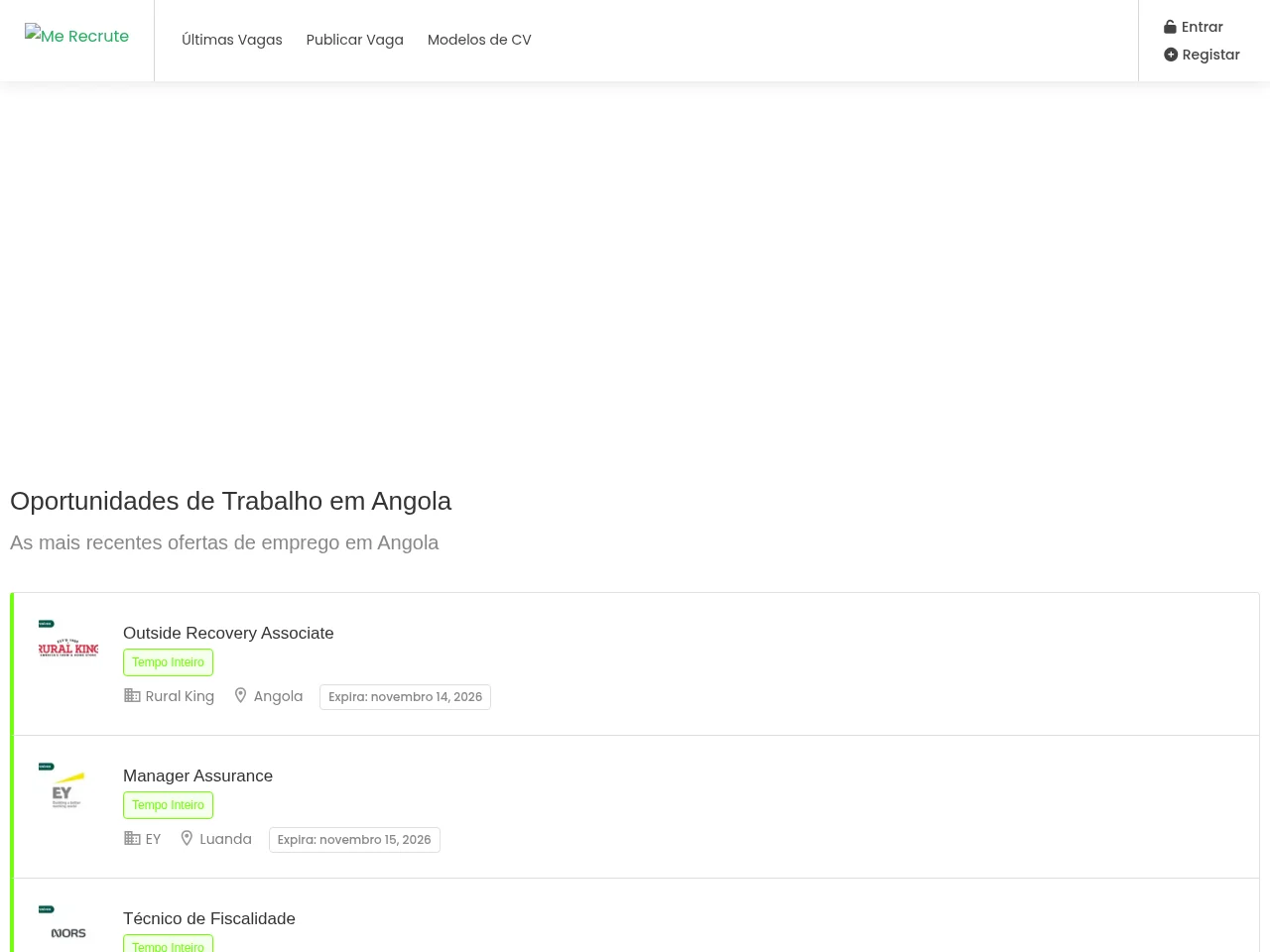 Me Recrute website screenshot