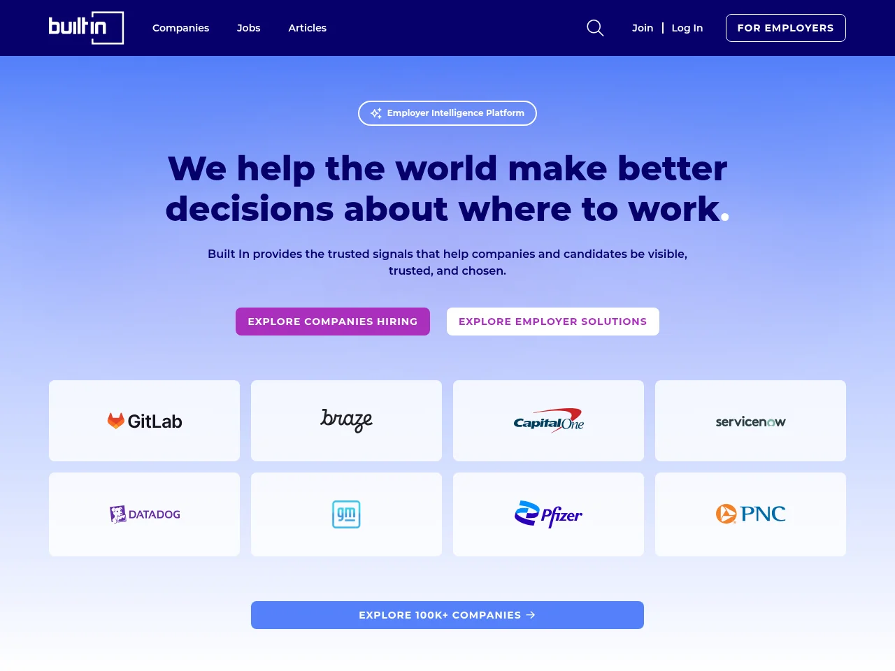 Built In screenshot Built In website screenshot