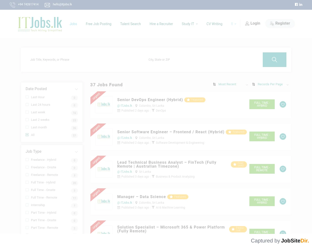 ITJobs website screenshot