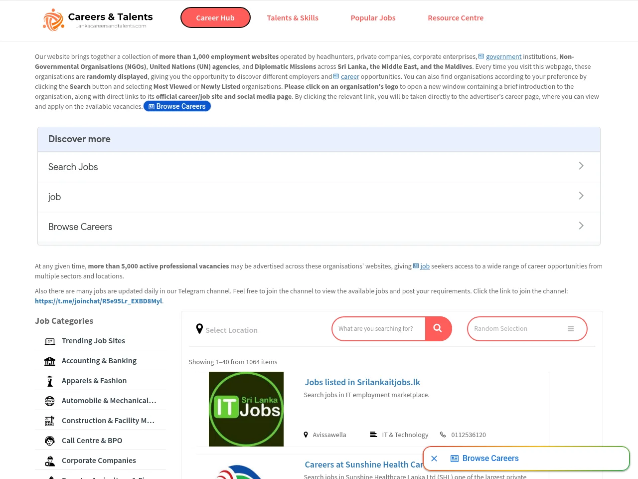 Lanka Careers and Talents screenshot Lanka Careers and Talents website screenshot