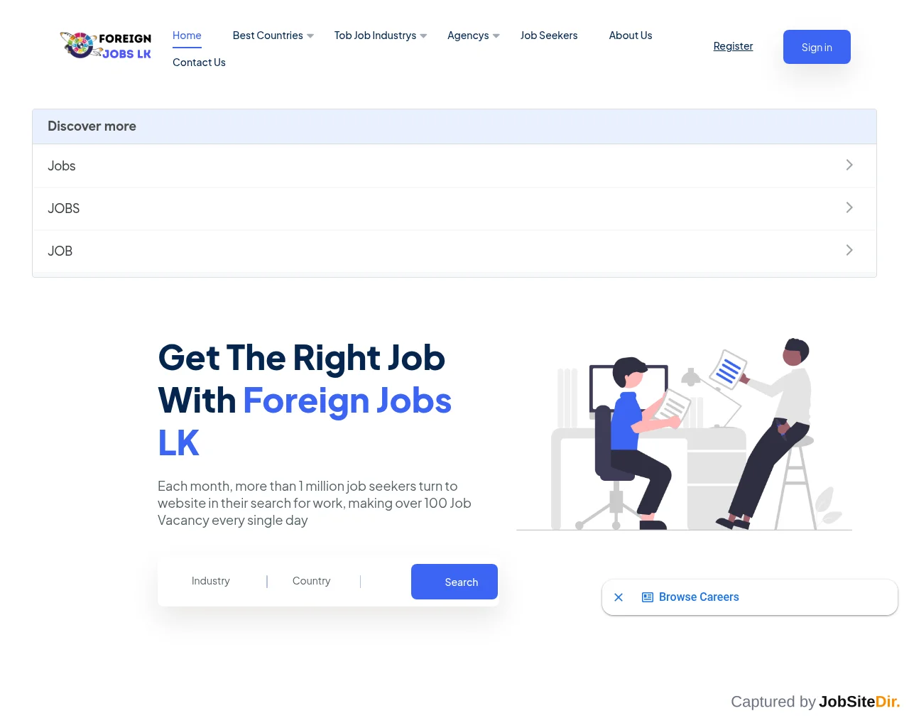 Foreign Jobs LK screenshot Foreign Jobs LK website screenshot