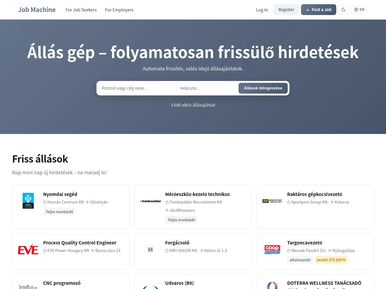 Job Machine website screenshot