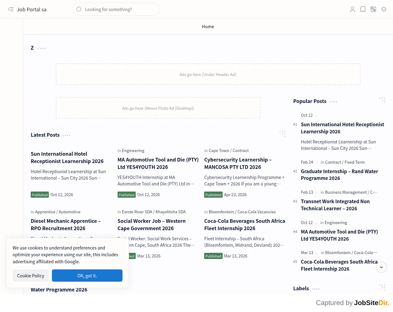 Job Portal SA screenshot Job Portal SA website screenshot