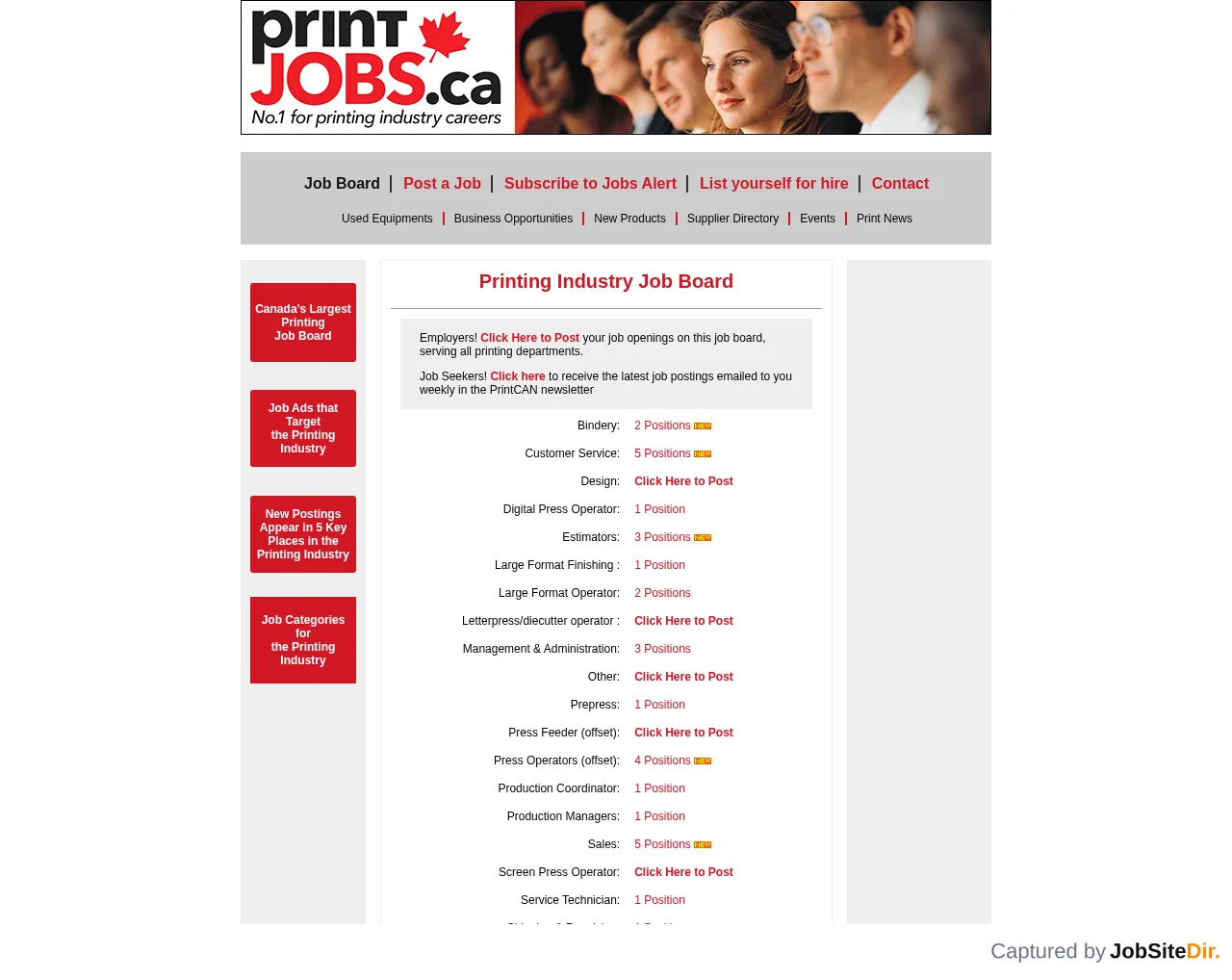 Print Jobs Canada screenshot Print Jobs Canada website screenshot
