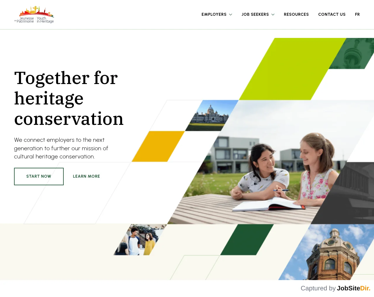 Youth in Heritage website screenshot