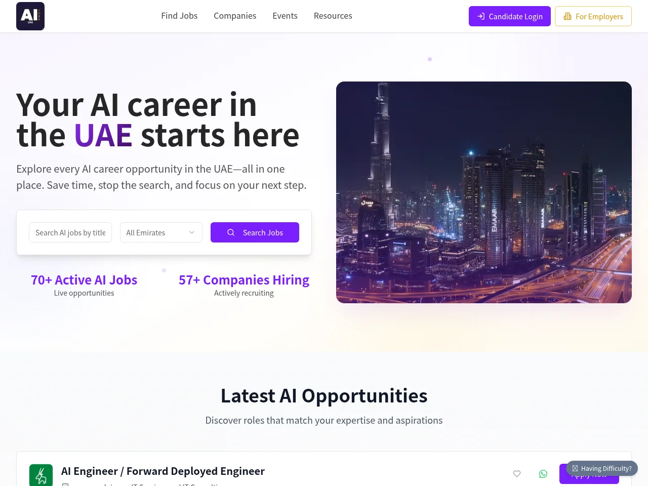 AIJobsUAE website screenshot