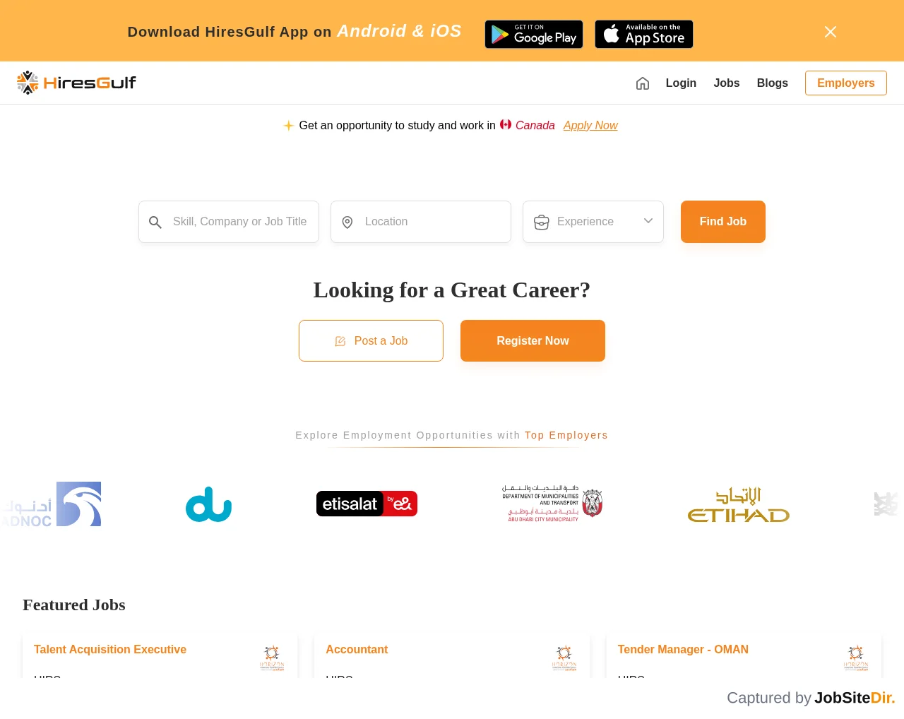 HiresGulf website screenshot