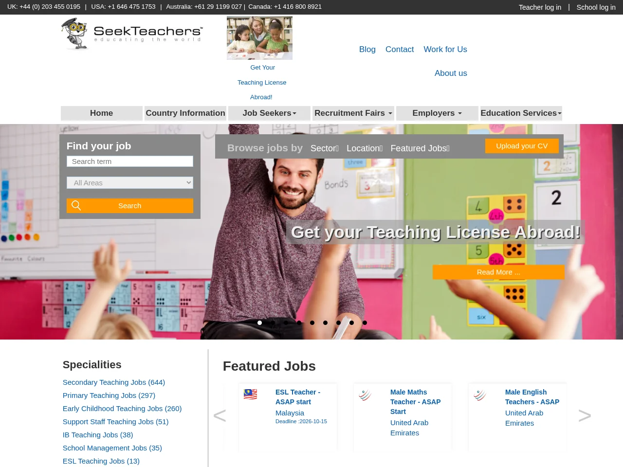 SeekTeachers screenshot SeekTeachers website screenshot