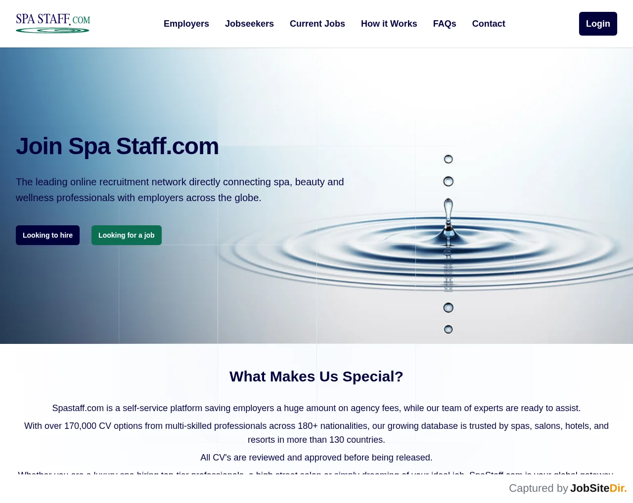 Spa Staff website screenshot