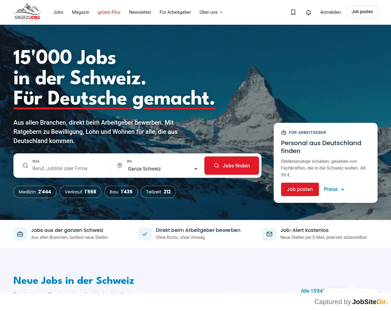 GRÜEZIJOBS screenshot GRÜEZIJOBS website screenshot