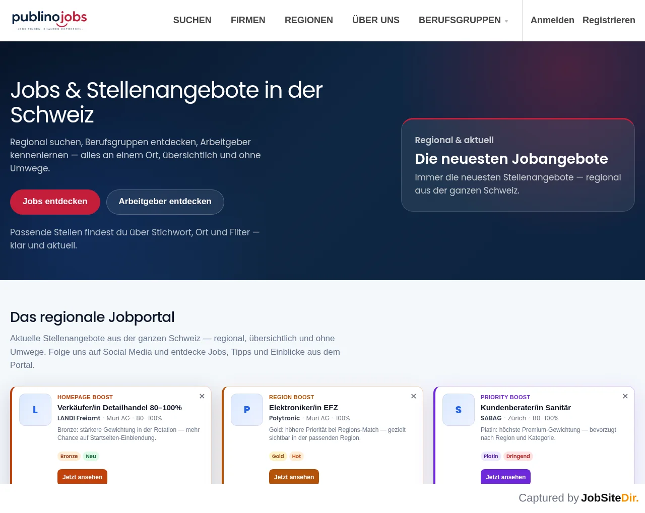 PublinoJobs website screenshot
