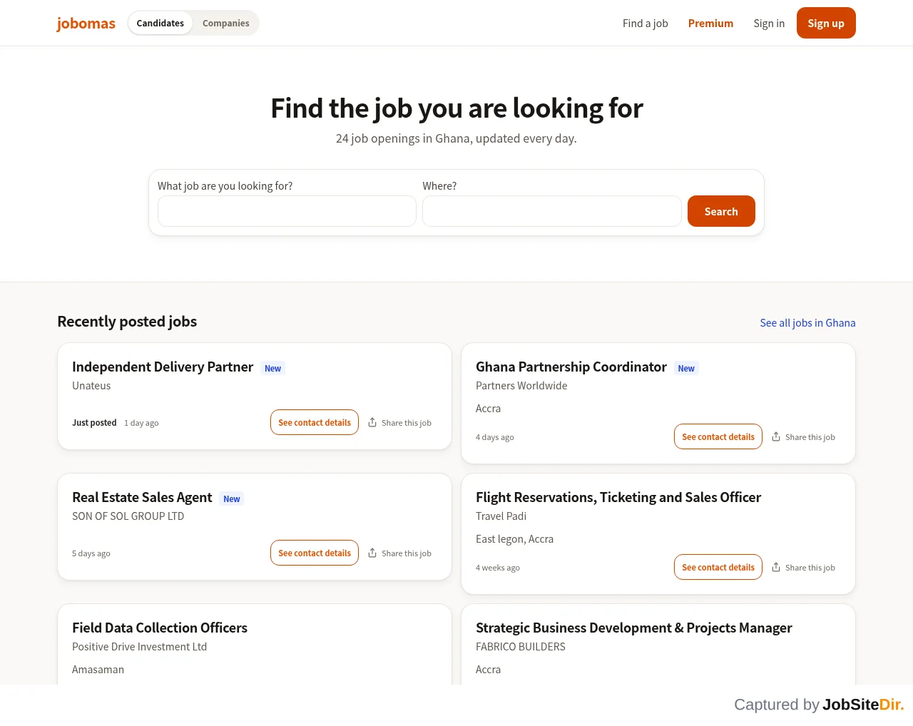 Jobomas Ghana website screenshot