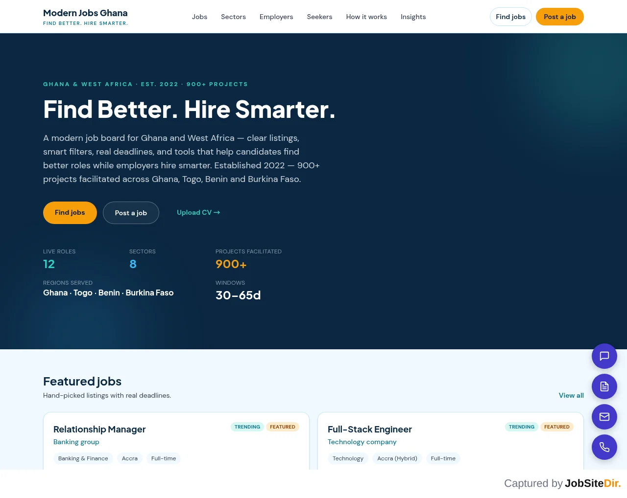 Modern Jobs Ghana screenshot Modern Jobs Ghana website screenshot