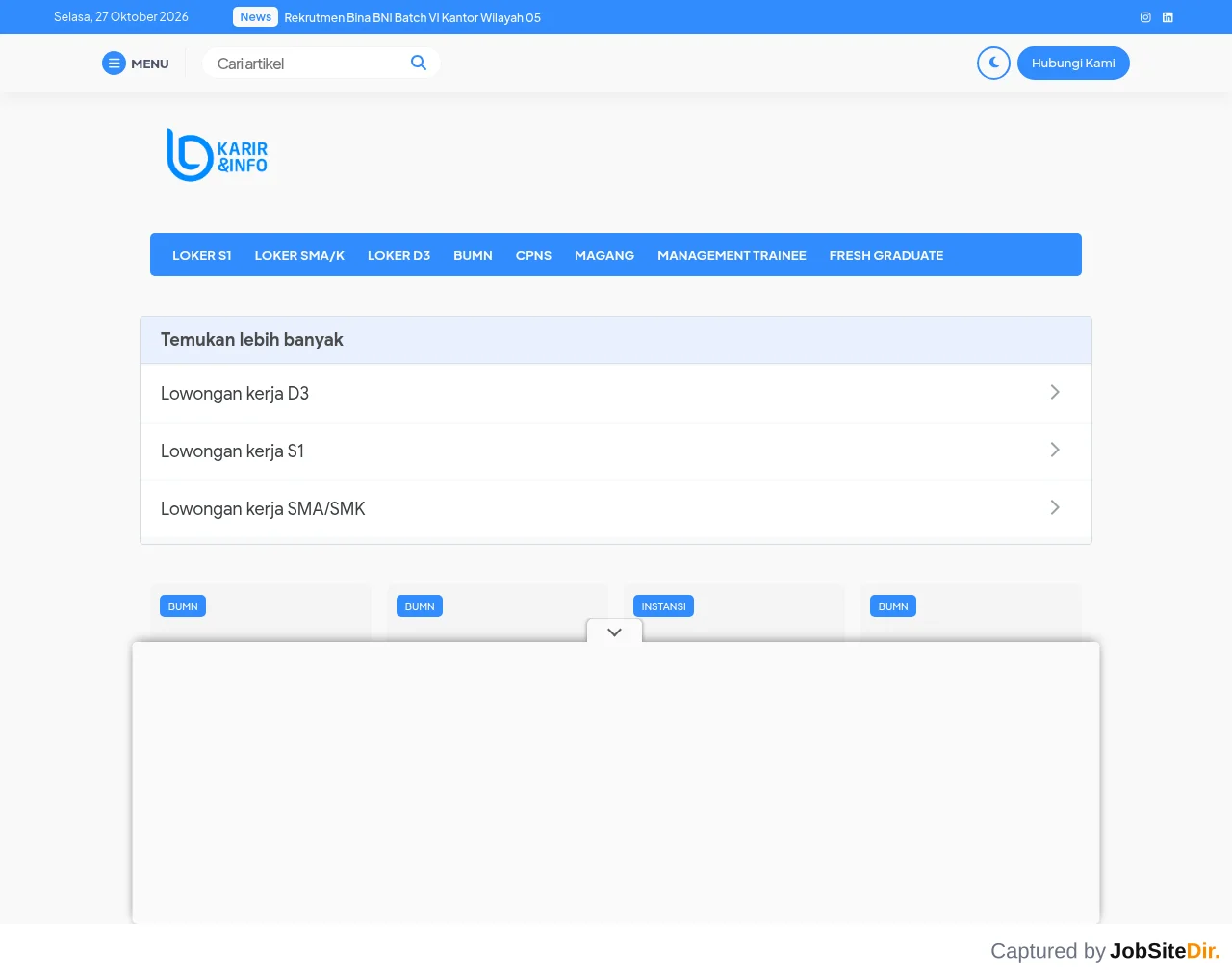 LokerBUMN screenshot LokerBUMN website screenshot